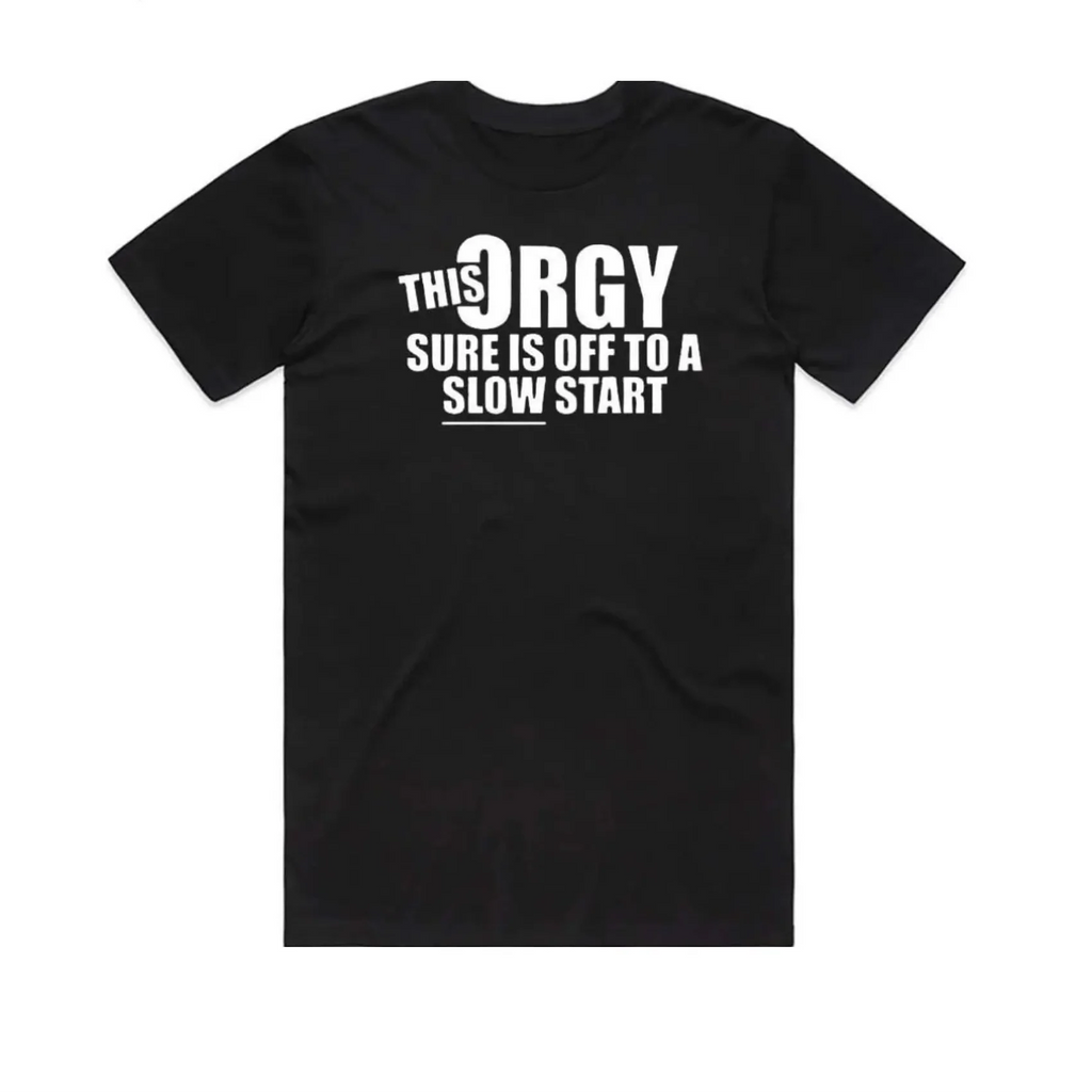 Awkwardly Hilarious: "This Orgy" Sarcastic Bold Graphic Party T-Shirt