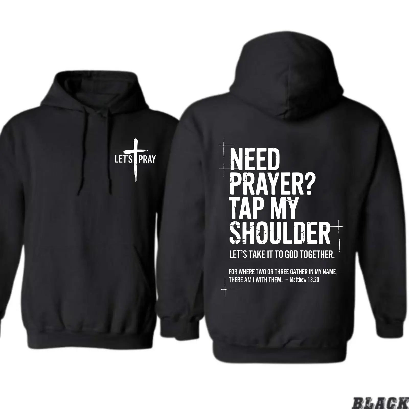 Be The Light: "Need Prayer?" Matthew 18:20 Double-Sided Faith Graphic Top