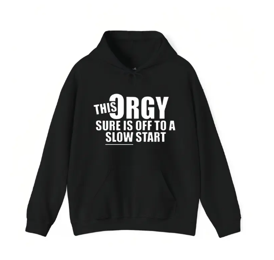 Awkwardly Hilarious: "This Orgy" Sarcastic Bold Graphic Party T-Shirt
