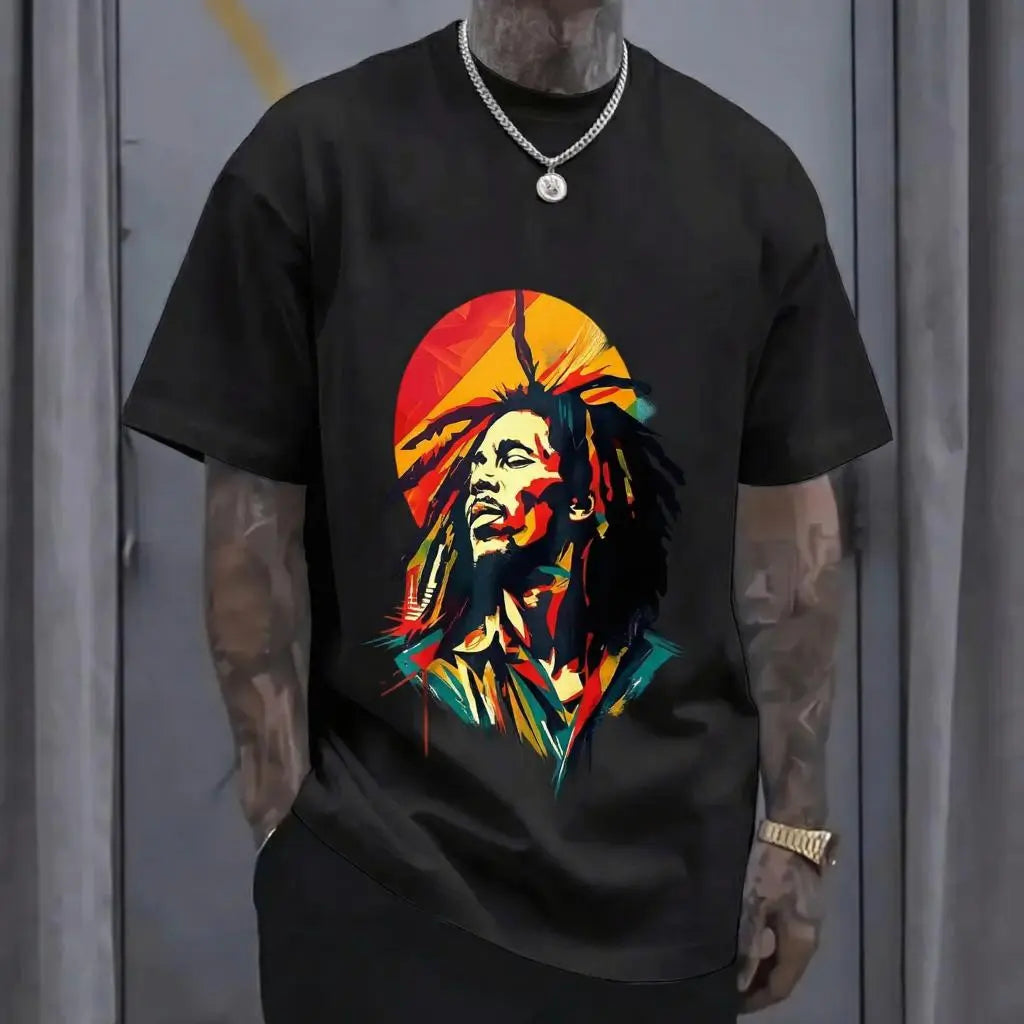🔥[LIMITED TIME FREE SHIPPING] Eternal Soul: Bob Marley Tribute Vibrant Pop-Art Tee